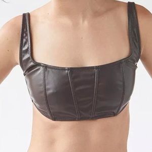Urban outfitters brown corset cropped leather